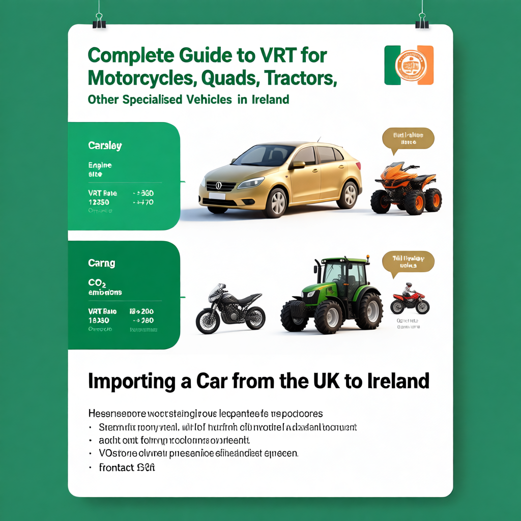 Complete guide to VRT for motorcycles, quads, tractors, and other specialized vehicles in Ireland