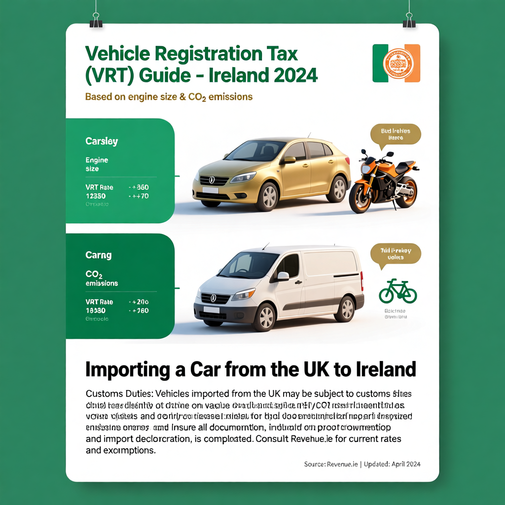 Complete guide to VRT and customs duties when importing a car from UK to Ireland